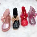 Mini Bow cute Waterproof rain boots kids Children Baby Girls PVC Butterfly-knot Buckle Strap Dot