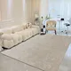 Modern Simple Beige Living Room Carpet Oversized Bedroom Line Rug Thickened Soft Room Alfombra Home