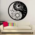 Vinyl wall decals home living room bedroom decoration yin yang symbol sun moon buddhism star day and