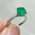 18K Gold Ring for Women Natural 1 Carat Emerald with Diamond Fiine Jewelry Anillos De Bizuteria