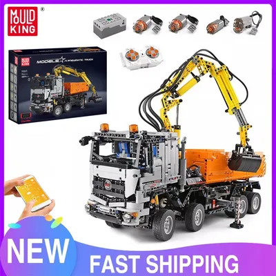 MOULD KÖNIG 19007 Technische Auto Spielzeug Die APP & RC Motorisierte Pneumatische Arocs Lkw Modell Bausteine Ziegel Kinder Weihnachten geschenk Image