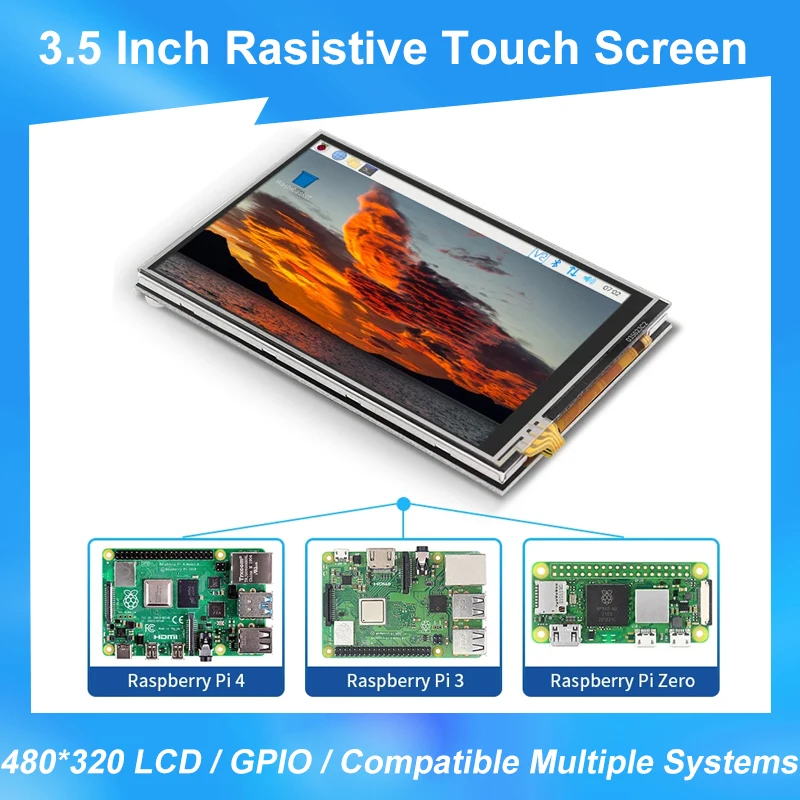 3,5 Zoll Raspberry Pi 4 Touchscreen 480 * 320 LCD GPIO Display Monitor ABS Gehäuse Lüfter für Raspberry Pi 4 Modell B 3B+ 3B Image