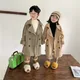 2022 Spring Fall Kids Fashion Trench Coat 2-7 Years Boys and girls Big Turn-down Collar Long