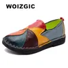 WOIZGIC Weibliche Damen Frauen Mutter Echtes Leder Schuhe Wohnungen Designer Loafers Mokassins Slip Auf Bunte Plus Größe 41 42