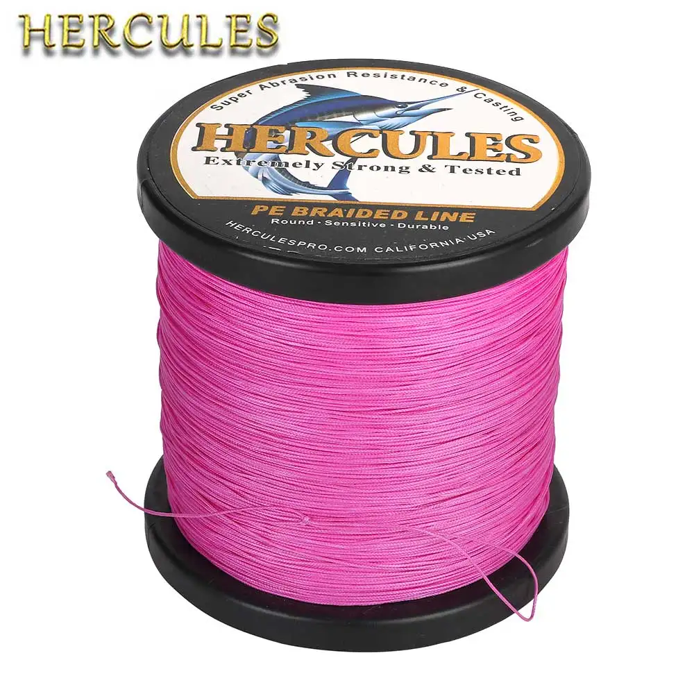 Hercules 100 M 300 M 500 M 1000 M 1500 M 2000 M Super Starke Rosa PE 8 Stränge Geflochtene Angelschnur Meer Salzwasser Glatt für Barschfische Image