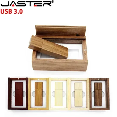 JASTER USB 3.0-Logo, individuelle USB-Box aus Holz, USB-Flash-Laufwerk, Memory Stick, 4 GB, 8 GB, 16 GB, 32 GB, 64 GB, U-Disk, Hochzeitsgeschenk Image