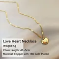 18k Gold Plated Puffed Heart Necklace for Women Dainty Polished Heart Pendant Necklace Cute Heart