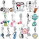 925 Silver Murano Glass Bubble Tea Coffee Cup Teapot Goblet Dangle Charms Beads Fit Original Pandora