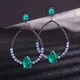 New Emerald Zircon Oval Hollow Drop Stud Earrings for Women Exaggerated Elegant Temperament Ladies