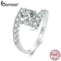 Bamoer D Color VVS1 EX 1.0CT Moissanite Ring Exquisite Lab Diamond Ring 925 Sterling Silver for