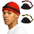 Elastische Doppel Farbe Turban Durag für Männer Satin Gefüttert Bandana Headwrap Caps Patchwork