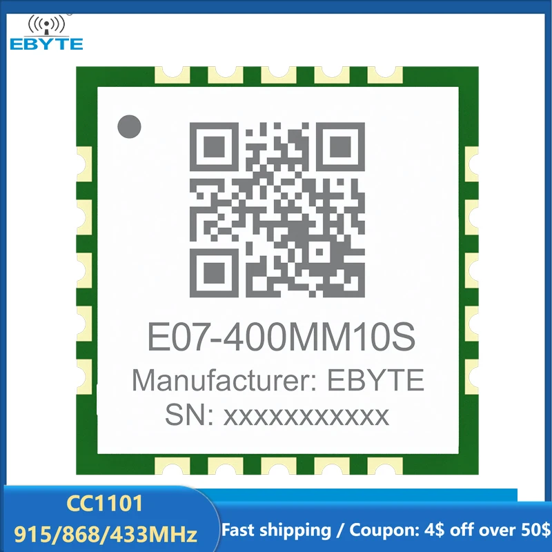 Cc1101 modul 915/868/433mhzz ebyte E07-400MM10S E07-900MM10S 10dbm 1,5 km stempel loch smd modul rssi ultra klein Image