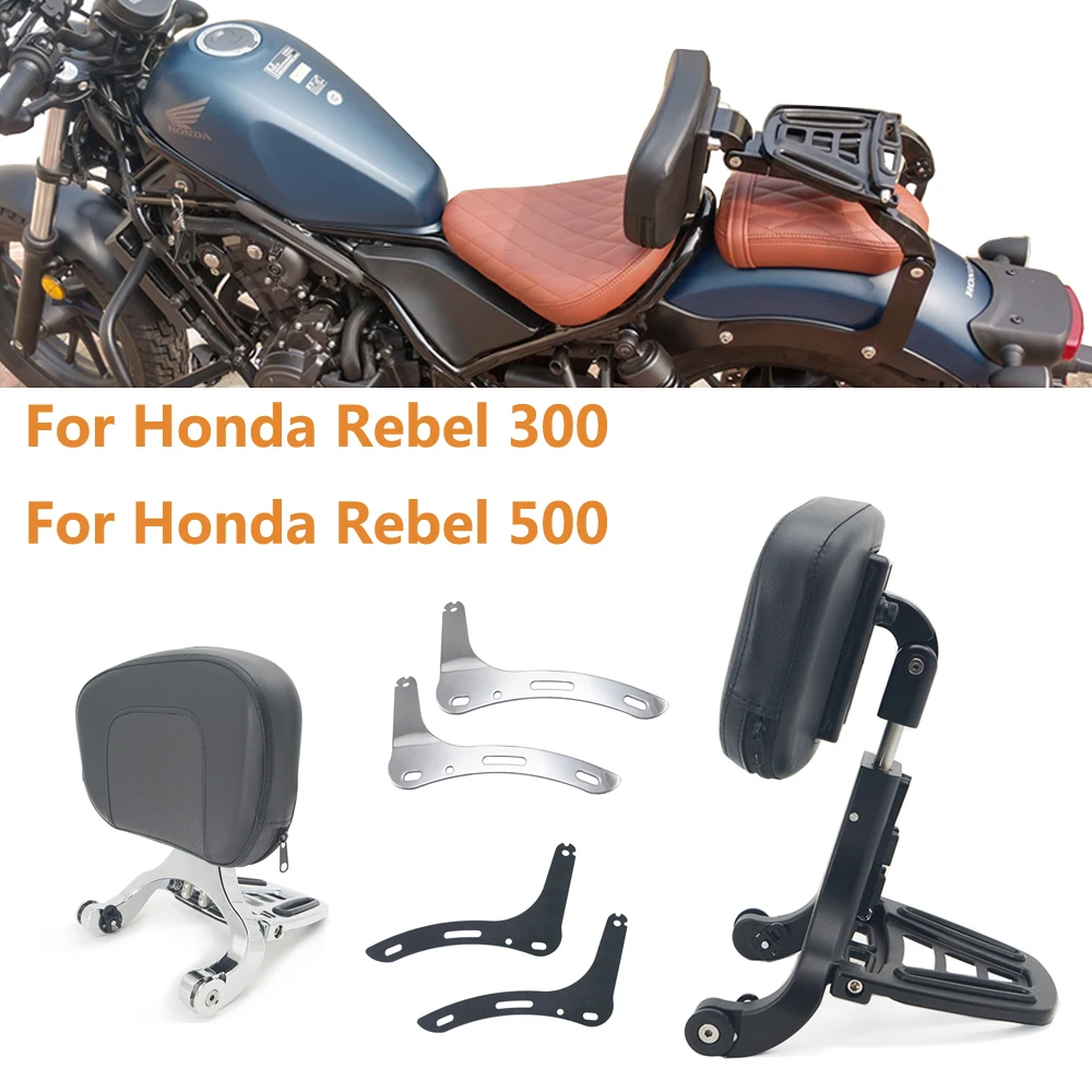 Motorrad-Rückenlehne, Mehrzweck-Rückenlehne für Fahrer und Beifahrer mit klappbarem Gepäckträger für Honda Rebel 300, Honda Rebel 500 Image