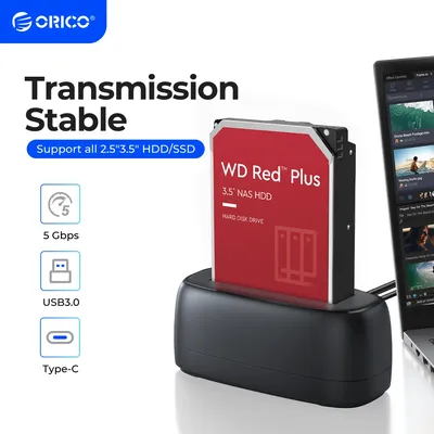ORICO SATA zu USB3.0 Festplatten-Dockingstation für 2,5 Zoll 3,5 Zoll SSD-Festplattengehäuse, 5 Gbit/s Geschwindigkeit, Festplatten-Dockingstation, Festplattengehäuse