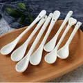 1PC Pure White Porcelain Spoons Long Handle Spoon Ceramic Tea Coffee Sugar Dessert Spoon Ice Cream