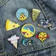 Funny Pizza Enamel Pins Collection Cartoon Lapel Pin Astronaut Cat Lapel Brooch Pizza Lover Space