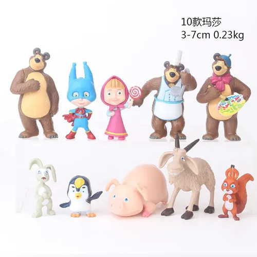 10 teile/satz Masha Abbildung Spielzeug Puppe Masse Bär für Kinder