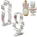 KENIAO Champagne and Champagne Glass with Bow Cookie Cutter Set - 2 PC - Wedding Biscuit Fondant