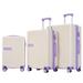 Hardside Luggage Spinner Suitcase Sets with TSA Lock , White+Purple