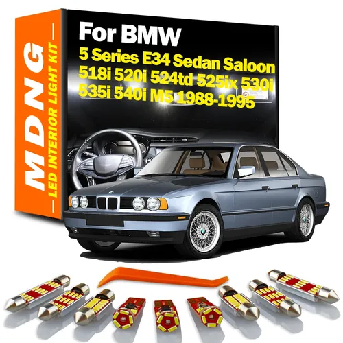 18pcs Innen karte Licht LED-Lampe Kit für BMW 5er E34 Limousine Limousine 518i 520i 524td 525ix 530i