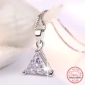 Triangle Cut Moissanite Necklace 2CT Lab Created Diamond Pendant Necklace Solid S925 Silver