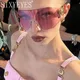New Oversized Y2k Punk Sports Sunglasses Women Men Rimless Shield Sun Glasses Goggle Female Brand