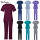 Beauty Salon Clothes Scrubs Tops Pants High Quality Spa Uniforms Unisex V-Neck Work Clothes Pet