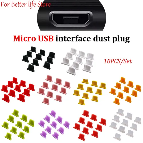 10 Stück Silikon Micro USB Schnitts telle Staubs topfen Anschluss Staubs topfen Ladeans chluss Micro