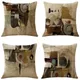 Retro taupe geometric printing linen pillowcase sofa cushion cover home decoration can be customized