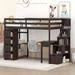 Twin Size Loft Bed with Stairs Storage & Desk, Wooden Loft Bed Frame with 4 Drawers and Shelves, Kids Loft Bed Twin for Bedroom