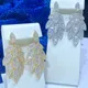 Trendy Gold Color With Silver Leaf Dangle Earrings For Women Luxury Cubic Zirconia Micro Setting