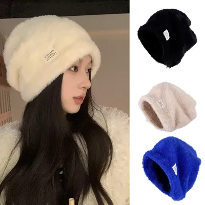 Flor Cap Skull ies Mütze Japanischer Hut Kunst pelz Kappen Bonbon farbene Wolle Hut Strick mütze Ski mütze großer Hut koreanischer Hut Mohair Hut