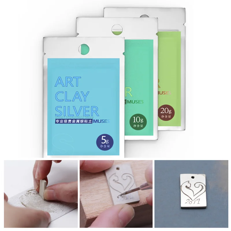 5 g/10 g Kunst Silber Ton 999 Sterling Silber Schlamm handgemachte DIY Silber Schmuck Weihnachten Paar Ring Anhänger Geburtstagsgeschenk Material