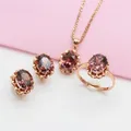 New 14K rose gold plated 585 purple gold gemstone rings for women openwork design exquisite classic