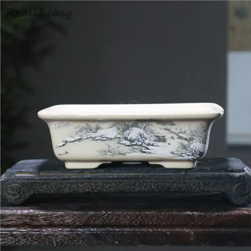 6 größe Lila Sand Blumentopf Keramik Bonsai Topf Handgemachte Sukkulenten Blumentopf Chinesische Landschaft Blumentopf Wohnkultur LE302 Image