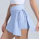 Women 2 In 1 Running Sports Skirts Elastic Loose Side Slit Strap Golf Wear Tennis Skirt Shorts Gym