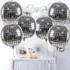 6 Stück Disco Ballon 22 Zoll große Disco Luftballons 4d Silber Laser Luftballons Spiegel Mylar