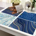 Einfache Blau Geometrische Marmor Küche Tisch Matte Tischset Baumwolle Leinen Coaster Esstisch