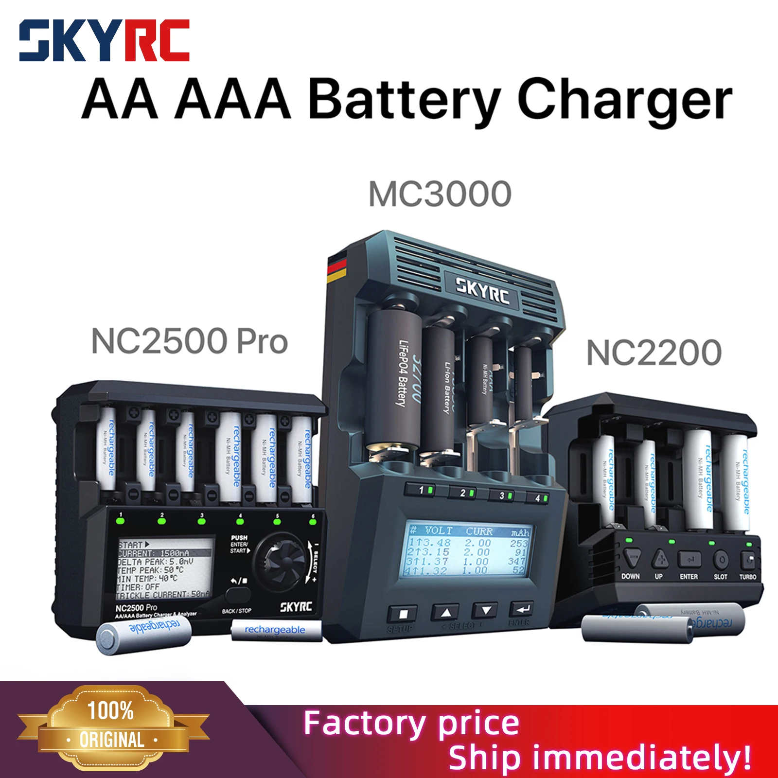 Skyrc mc3000 batterie ladegerät nc2500 pro/nc2200 für aa aaa nimh universal wiederauf lad bares bt lcd smart batterie ladegerät Image