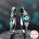 925 Sterling Silver Ring Set with Emerald Zircon Crystals for Women Engagement Wedding Glamour