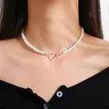 Neue Vintage Glieder kette Herz Anhänger Halskette weibliche Frauen Mode Perlenkette für Frau