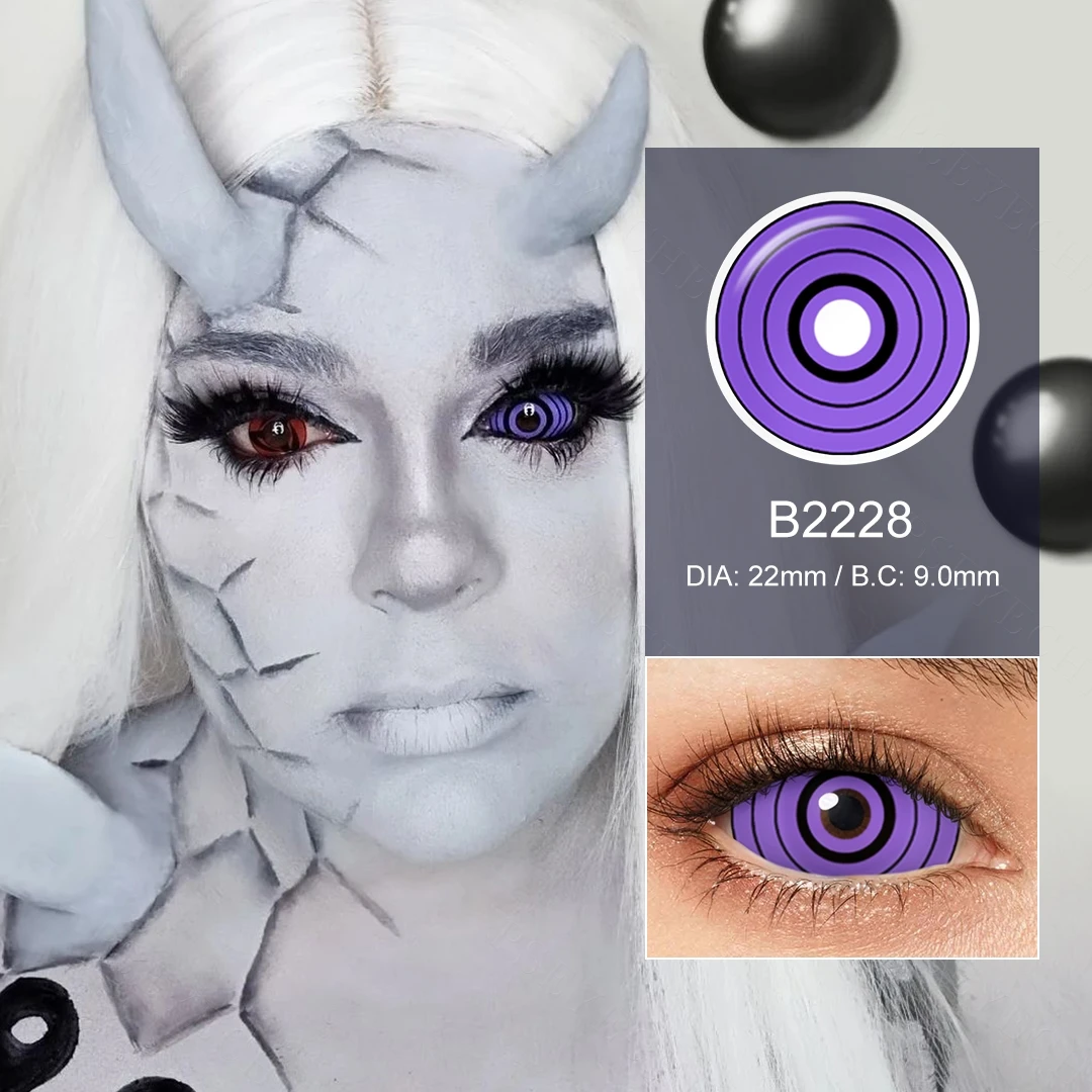 PSEYECHE Sclera Linsen Cosplay Augenkontakte Rinnegan Halloween Kontaktlinsen Verrückte Linse für Augen 14,0 mm 22,0 mm Image