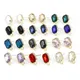 0.7mm Multicolor Glass Ear Post Stud Earrings Findings Octagon Gold Color Metal W/ Loop Earrings