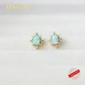 ITSMOS 14K Gold-plated Created Opal Zircon Earrings Female s925 Sterling Silver Retro Simple Wild