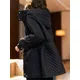 2023 Spring Autumn European Station Mid Length Loose Hooded Padded Coat Women New Korean Rhombic