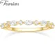 Trumium 14K Gold Plated Marquise Wedding Band for Women Stacking Ring Half Cubic Zirconia Eternity