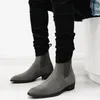 Neue graue Chelsea-Stiefel für Herren, Flock-Business-Männer-Stiefeletten, Cowboystiefel, handgefertigte Herrenstiefel, Größe 38–46, kostenloser Versand