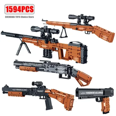 Militär m4 Maschinen gewehr 98k Scharfschützen gewehr montiert Bausteine Modell Moc Armee Schusswaffen Ziegel Waffen setzt Kind Spielzeug Jungen Geschenk Image