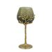 Small Aluminum Olive Tree Branch Design Glass Candle Holder - 13"