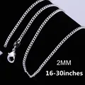Großhandel 16-30 Zoll 925 Sterling Silber 2mm Kette Halskette Schmuck schöne Mode Frauen Männer